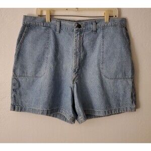 Vintage 90s Wrangler Shorts Size 8 Utility High Rise Blue Denim Cotton Momcore